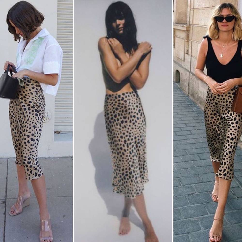 Realisation Par Naomi Leopard Silk Slip Skirt